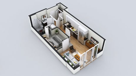 1 bed, 1 bath, 590 sqft, $2,061