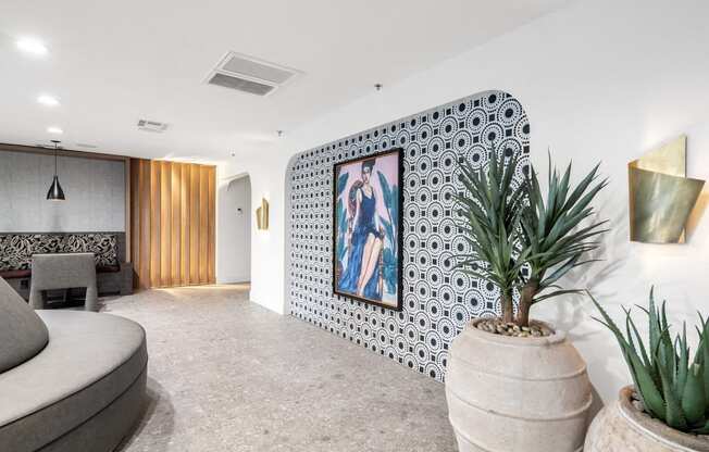 clubroom with painting on the wall and seating at Vera Cortez Hill, San Diego, California