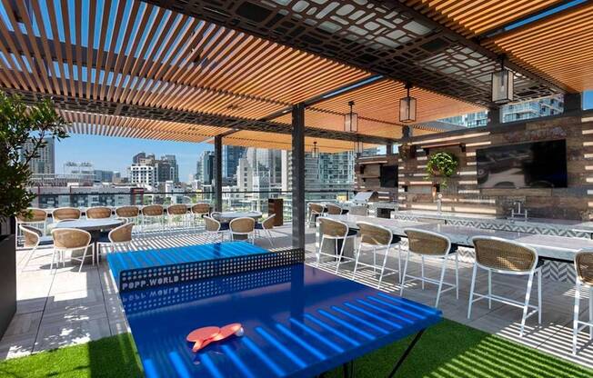 Lounge at our rooftop entertainment area complete with stunning city views