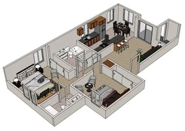 2 beds, 2 baths, 885 sqft, $1,289