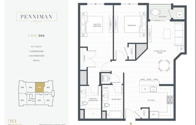 2 beds, 2 baths, 997 sqft, $3,500, Unit 304