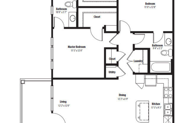2 beds, 2 baths, 1,152 sqft, $1,568