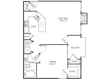 1 bed, 1 bath, 716 sqft, $1,154