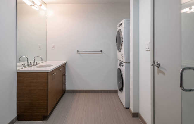 Bathroom with In-home Washer and Dryer