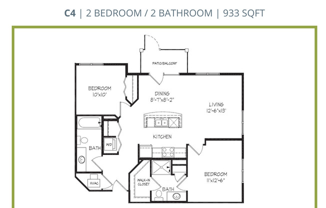 2 beds, 2 baths, 933 sqft, $1,665, Unit 626-111