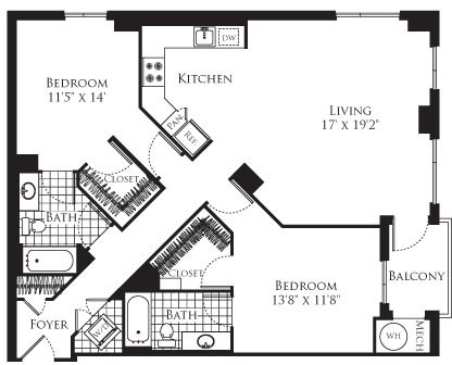 2 beds, 2 baths, 1,248 sqft, $2,782, Unit 1212