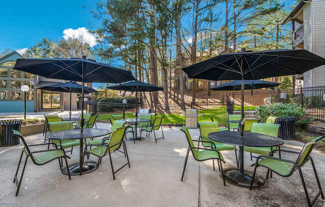 Patio Area at Poplar Place Apartments in Carrboro, NC