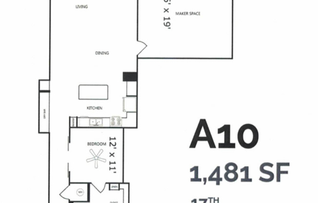 1 bed, 1 bath, 1,481 sqft, $2,198, Unit 1702