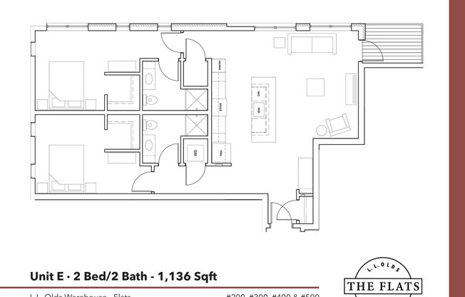 2 beds, 2 baths, 1,136 sqft, $2,725, Unit 400