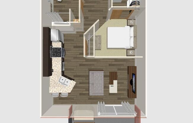 Studio, 1 bath, 557 sqft, $1,565, Unit 104-311