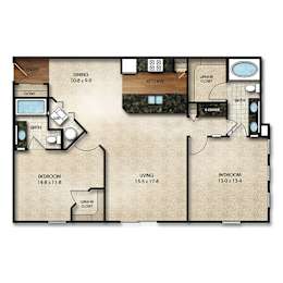 2 beds, 2 baths, 1,145 sqft, $1,434