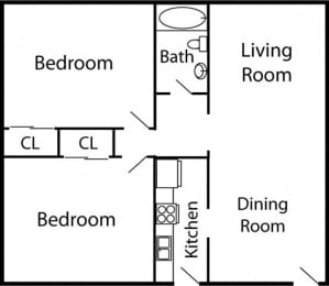 2 beds, 1 bath, 875 sqft, $1,270