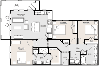 3 beds, 2 baths, 1,293 sqft, $1,699