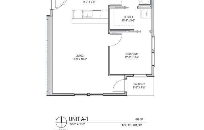 1 bed, 1 bath, 678 sqft, $1,854, Unit 101 [Furnished]