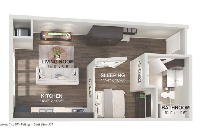 Studio, 1 bath, 558 sqft, $925, Unit Bldg 5 Apt 5326