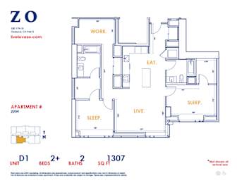 2 beds, 2 baths, 1,307 sqft, $5,000