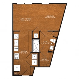 Studio, 1 bath, 536 sqft, $1,316