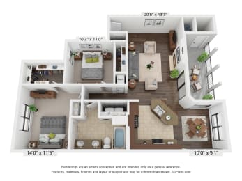 2 beds, 1 bath, 1,100 sqft, $1,975