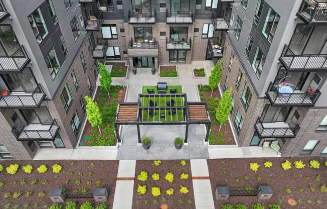 an aerial view of an apartment complex