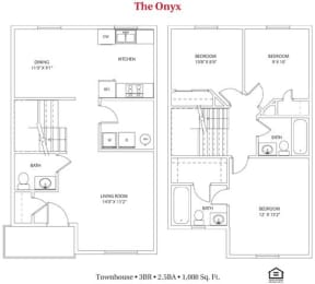 3 beds, 2.5 baths, 1,088 sqft, $1,343