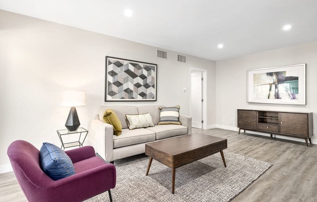 Brookside Terrace Apartments Living Room with Wood Floors