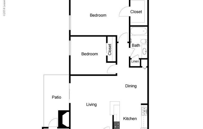 2 beds, 1 bath, 862 sqft, $1,245