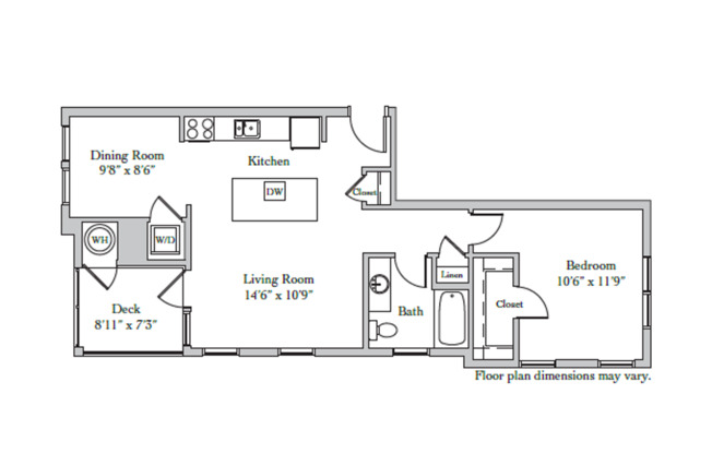 1 bed, 1 bath, 766 sqft, $2,350, Unit 2-206