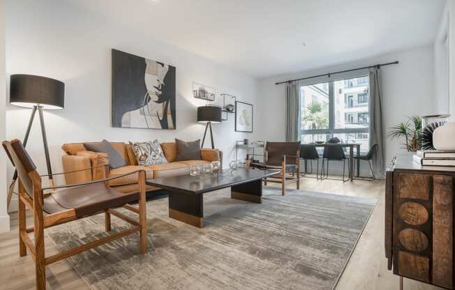 a living room with a couch and a coffee table