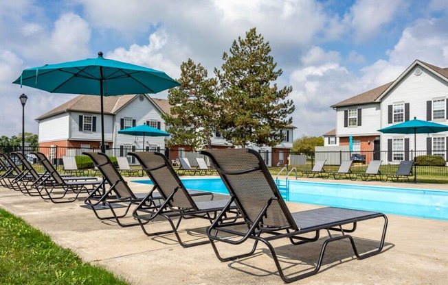 our apartments have a pool and lounge chairs