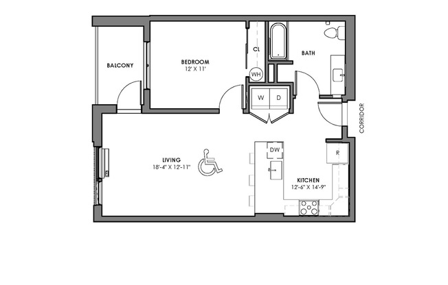 1 bed, 1 bath, 548 sqft, $1,950, Unit 209