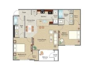 2 beds, 2 baths, 989 sqft, $1,463