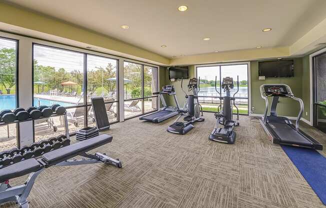 Fitness Center at Somerset Lakes with Treadmills, Ellipticals, and Strength Training Equipment