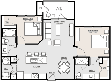 2 beds, 2 baths, 1,004 sqft, $1,475