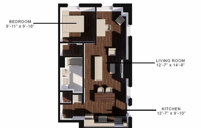 1 bed, 1 bath, 648 sqft, $1,400, Unit 105