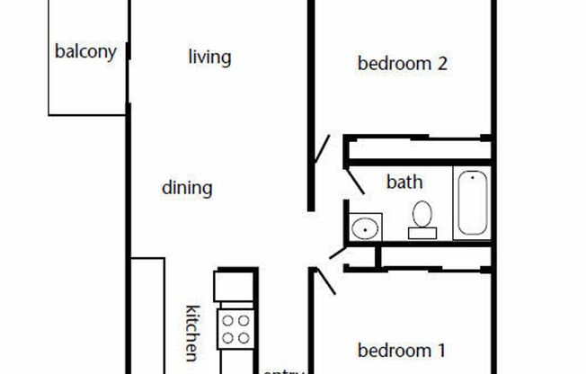 2 beds, 1 bath, 740 sqft, $1,295, Unit 1841 JA