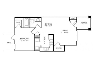 1 bed, 1 bath, 694 sqft, $991