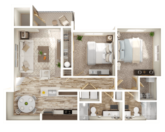 2 beds, 2 baths, 1,112 sqft, $1,893