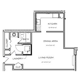 Studio, 1 bath, 579 sqft, $1,592