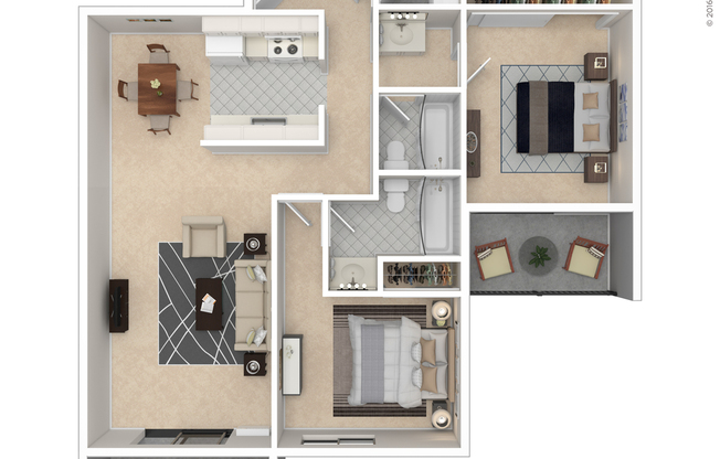 2 beds, 2 baths, 997 sqft, $2,061