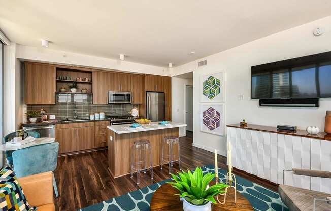 modern open concept living areas at K1 Apartments, San Diego, CA 92101