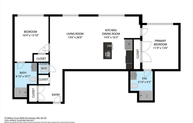 2 beds, 2 baths, 968 sqft, $4,315, Unit 605