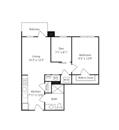 1 bed, 1 bath, 648 sqft, $4,084