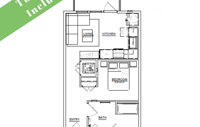 Studio, 1 bath, 540 sqft, $1,425