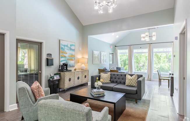 a living room with a couch and a coffee table