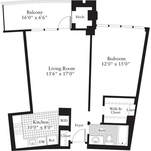 1 bed, 1 bath, 742 sqft, $2,498, Unit 0713