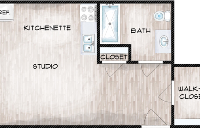 Studio, 1 bath, 428 sqft, $1,145, Unit 113