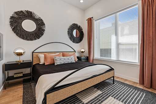 bedroom with mirrors at SevenO2 Main Apartments, Salt Lake City, UT, 84101