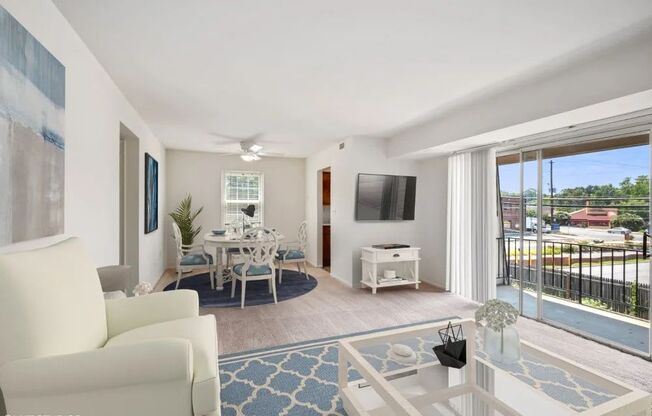 Lovely Living Room with Sliding Glass Door