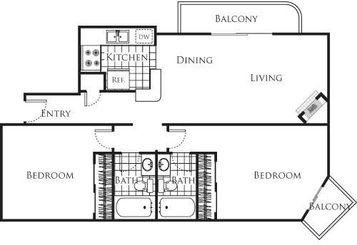 2 beds, 2 baths, 1,055 sqft, $2,442, Unit 326