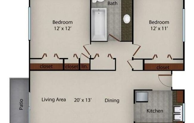 2 beds, 1 bath, 880 sqft, $825, Unit 6335 Crown #2